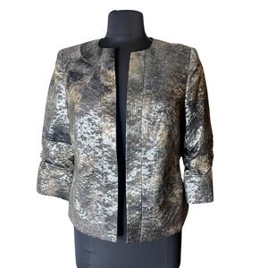 TanJay Petites Metallic Cropped Formal Jacket 6P Silver Gold